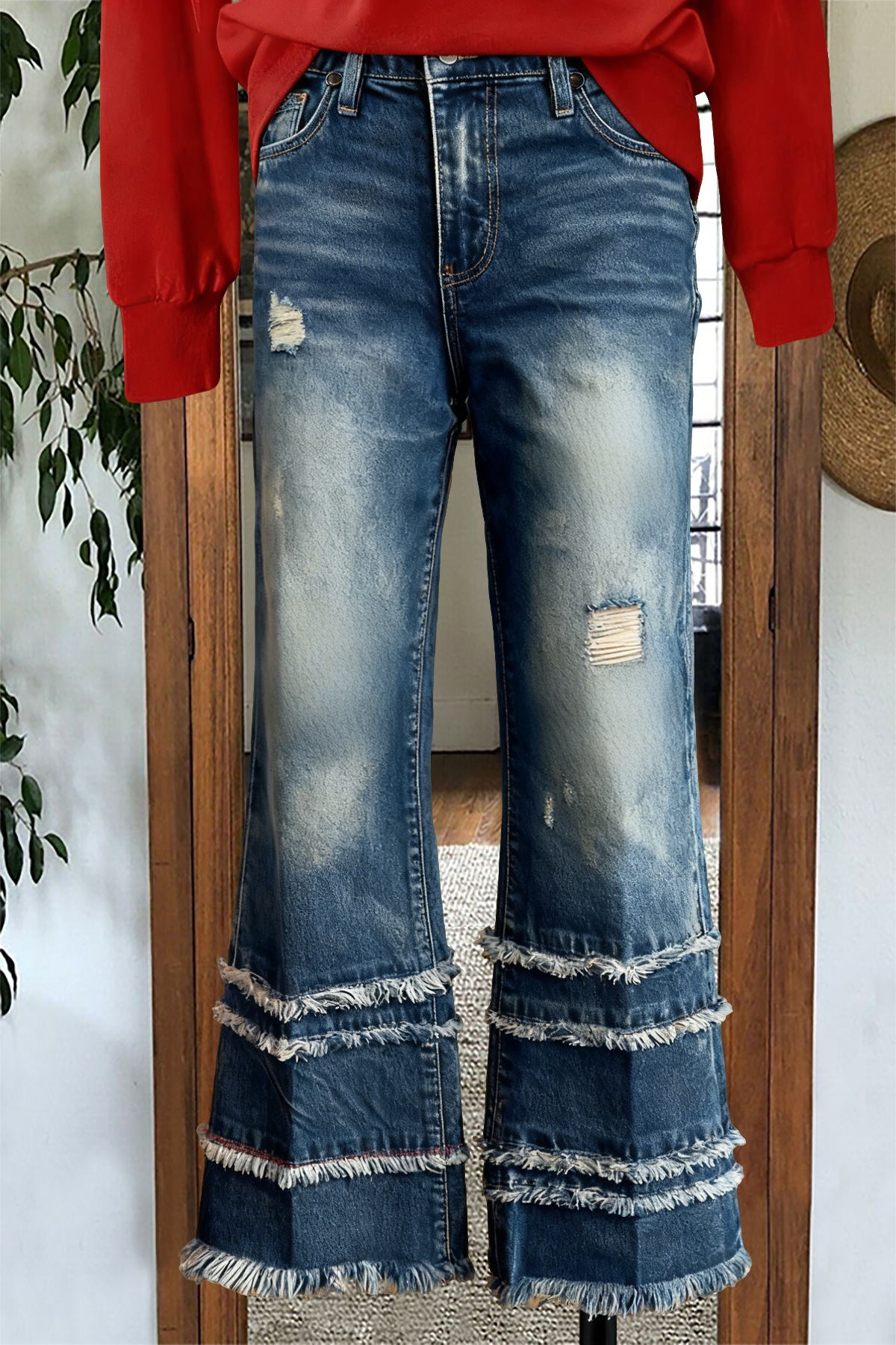 Women's jeans | Classic Denim Raw Edge Pants |ladyboutiquebd