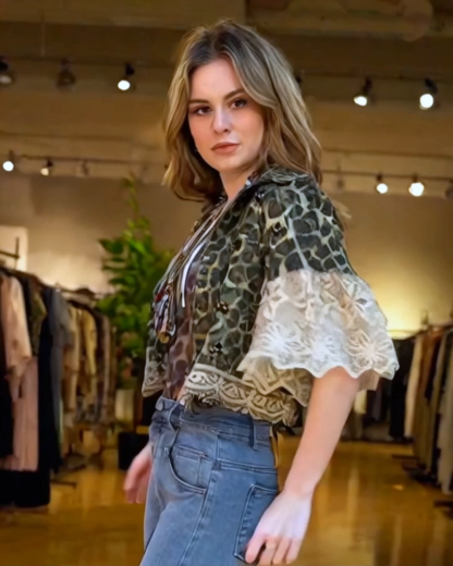 Romantic Camouflage Floral Lace Patchwork Jacket