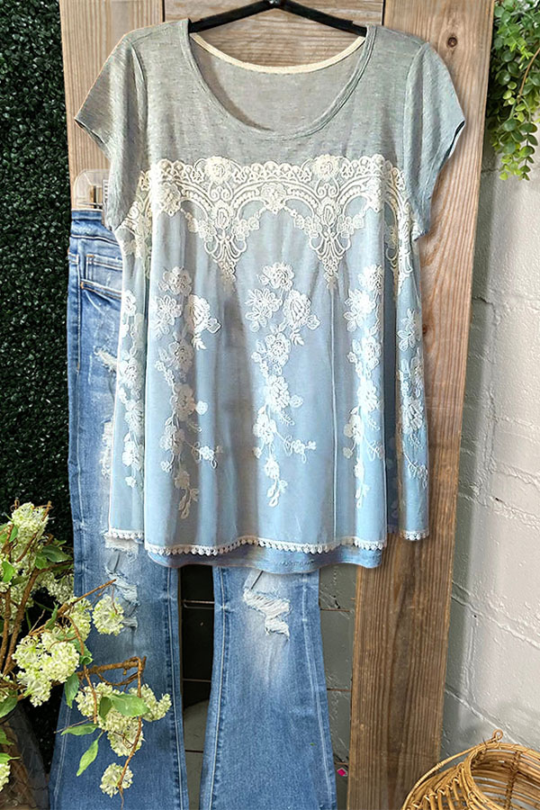 Casual Elegant Lace Patchwork Top