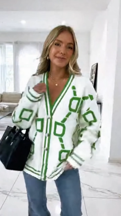 Color-Blocked Knitted Cardigan