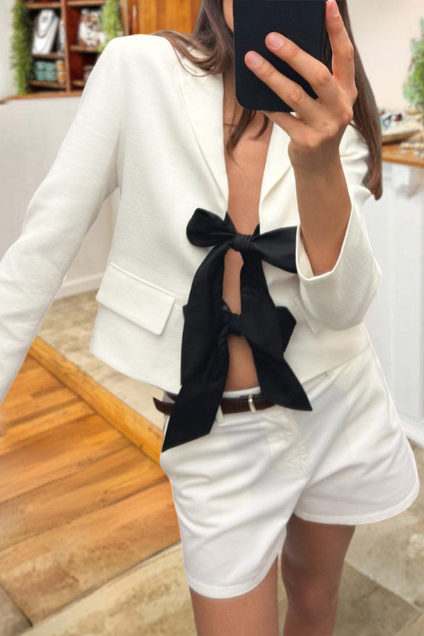 Contrast Bow Tie Blazer