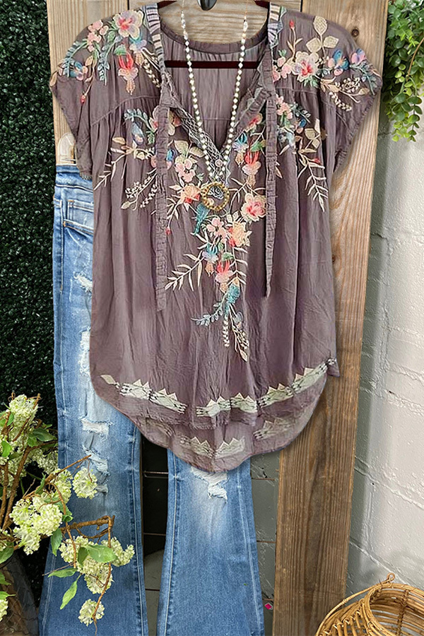 Women's top | Casual Elegant Floral Print Short Sleeve Top |ladyboutiquebd