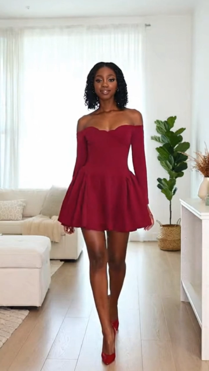 Party & Wedding Solid Off Shoulder Dress