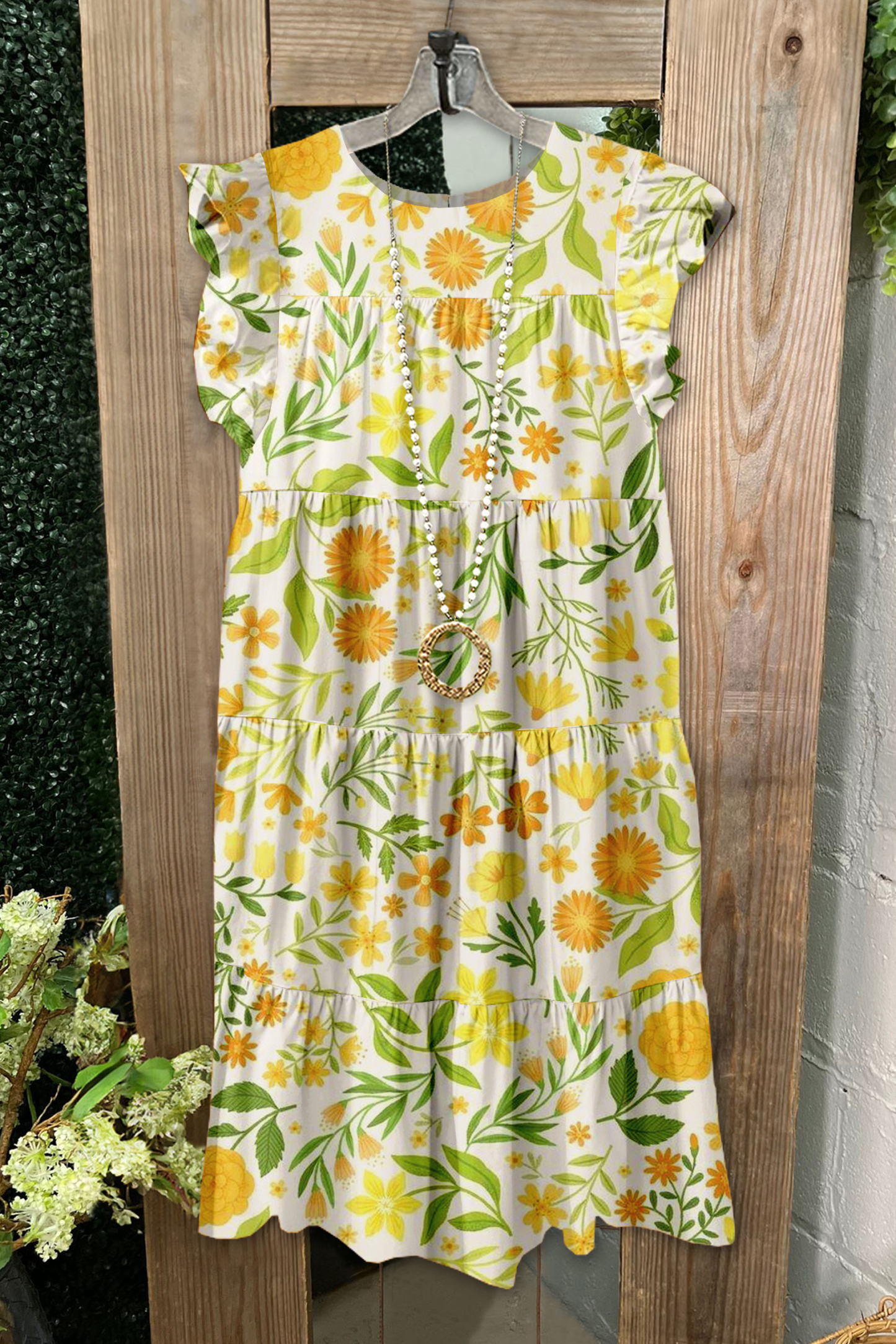 Women's dress | Fresh Floral Print Fly Sleeve Dress |ladyboutiquebd