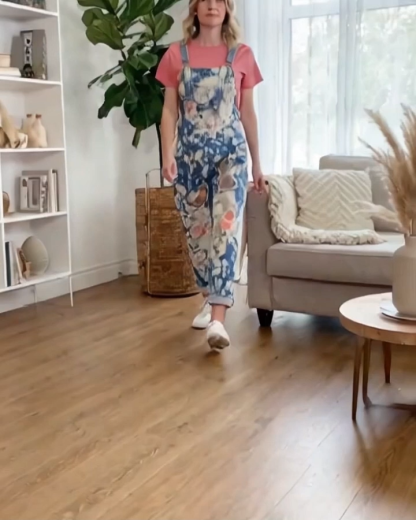 Vintage Floral Butterfly Patchwork Overalls