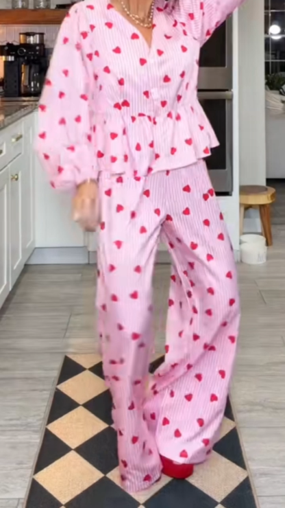 Cozy Cute Heart Pajama Sets That Can Be Daily