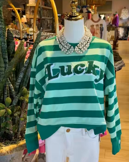 Fresh And Lucky Striped Crew Neck Sweatshirt