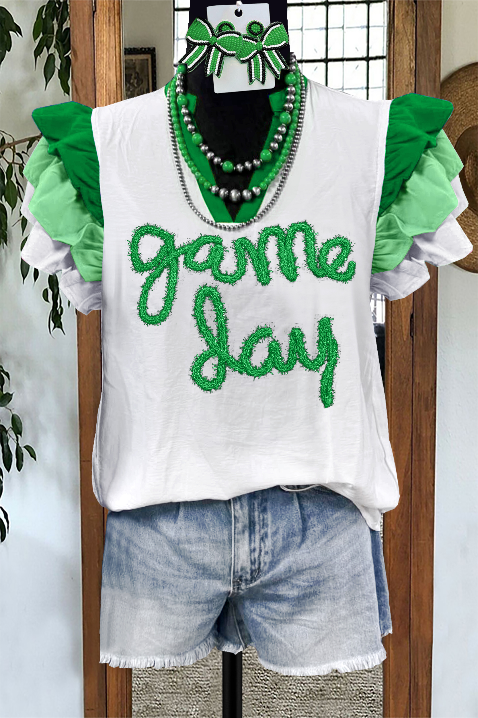 Classic Gameday Letter Flying Sleeve Blouse
