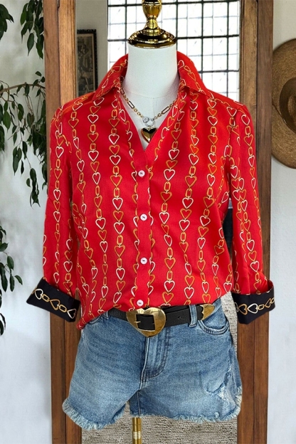 Beautiful Heart Chain Print Shirt