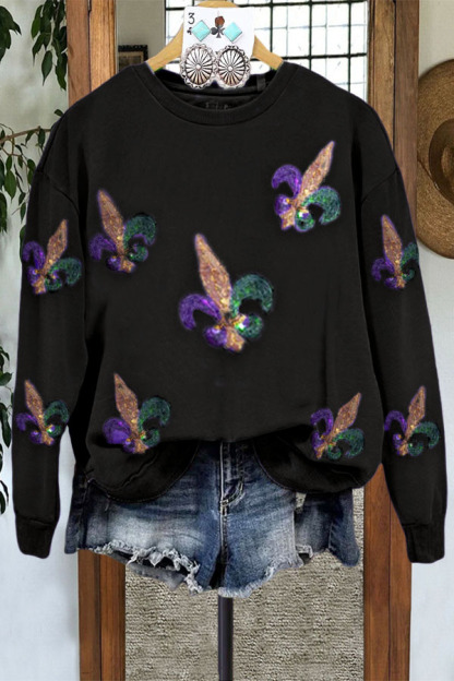 Mardi Gras Sequined Sweatshirt