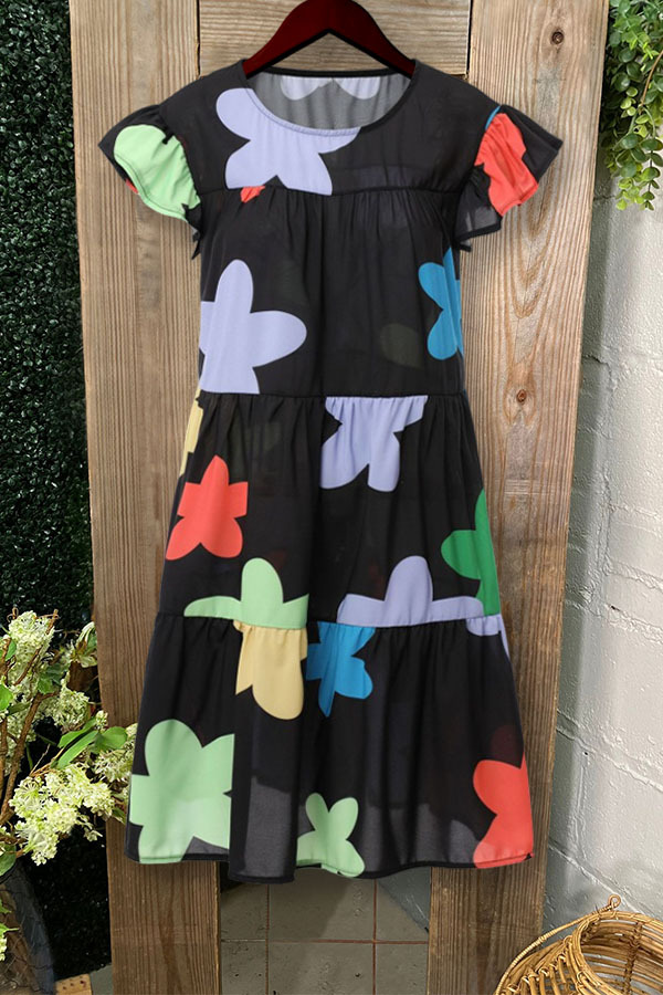 Women's dress | Sweet Flower Print A-line Dress |ladyboutiquebd