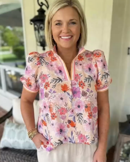 Bubble Romantic Floral Puff Sleeve Shirt