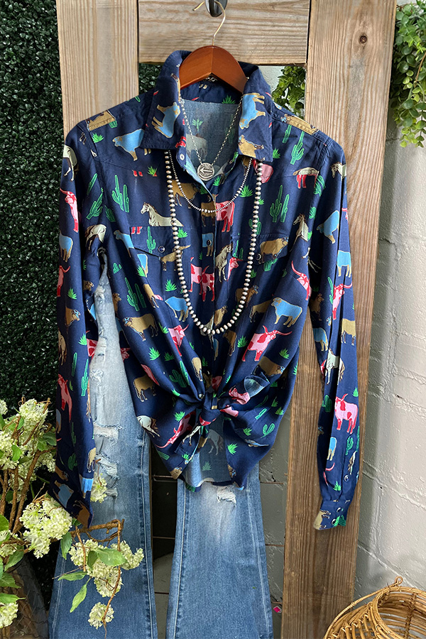 Vintage Aztec Ranch Pearl Snap Shirt