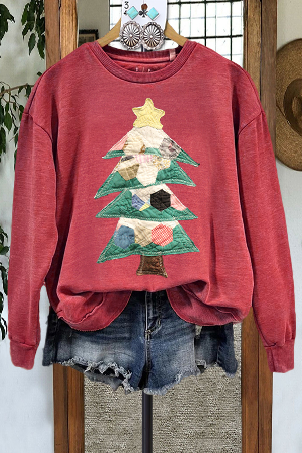 Women's top | Christmas Contrast Color Long Sleeve Sweatshirt |ladyboutiquebd