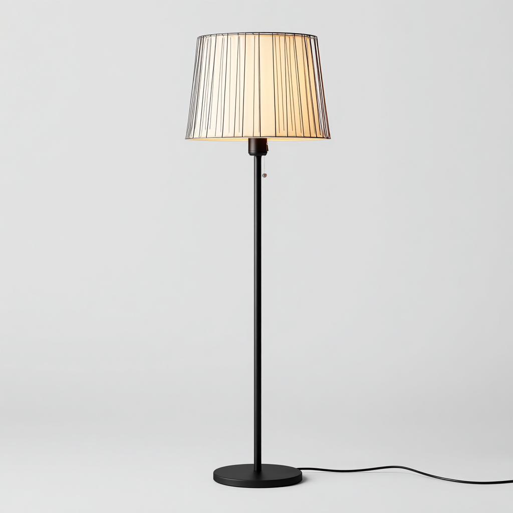 Lampada da terra metallo nero 30x30x150 cm - Nero - Design moderno-Houseure