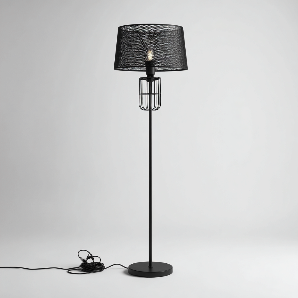 Lampada da terra struttura in metallo 30x30x160 cm - Nero - Design moderno-Houseure