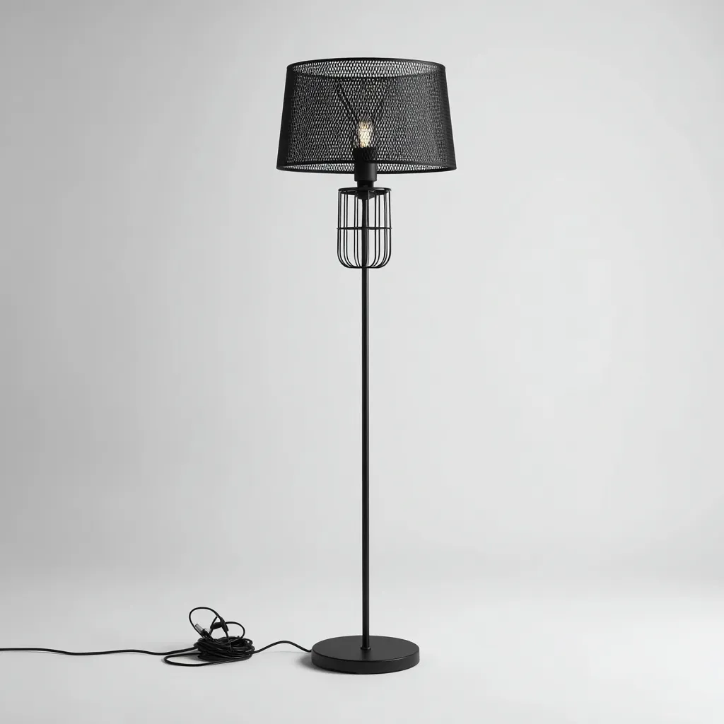 Lampada da terra struttura in metallo 30x30x160 cm - Nero - Design moderno-Houseure