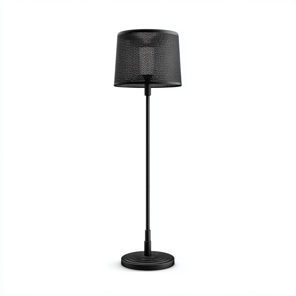Lampada da terra nera con paralume a rete 35x35x160 cm - nero - design moderno-Houseure
