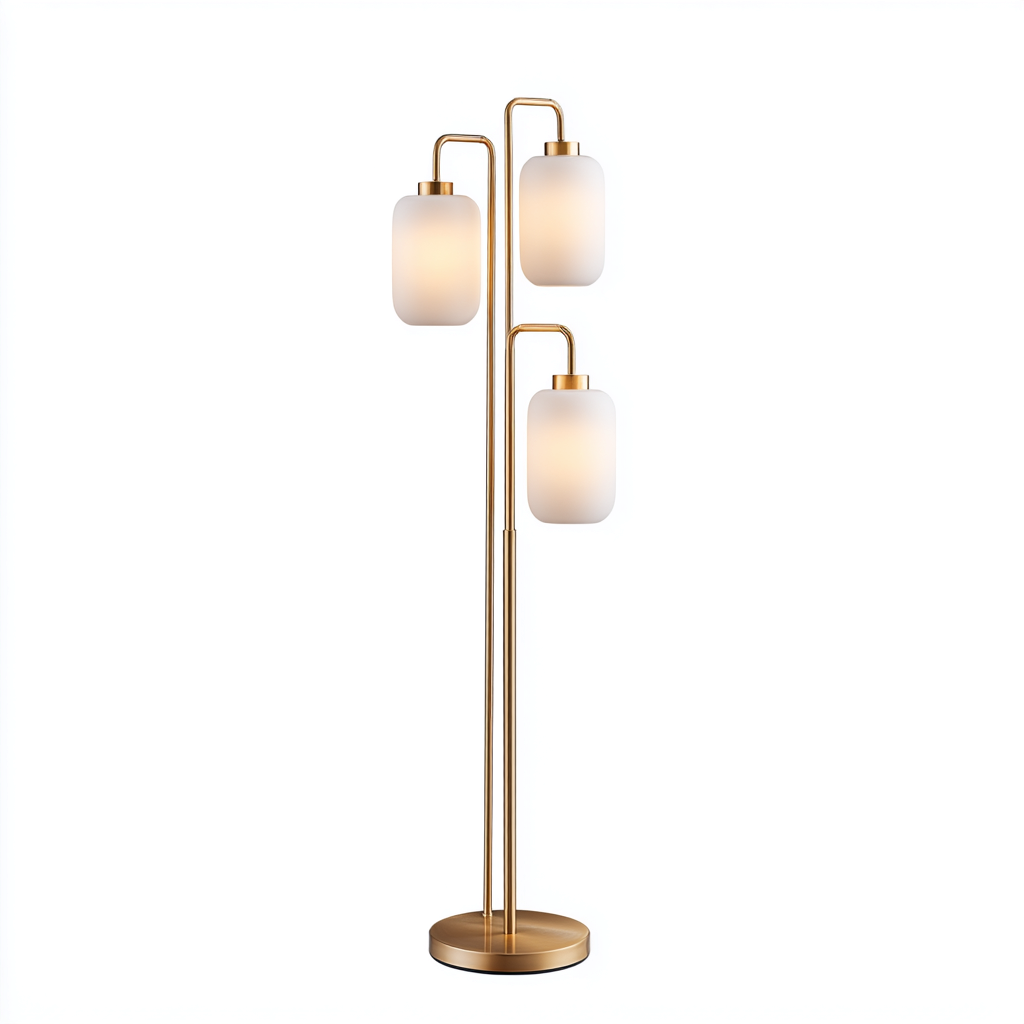 Lampada da terra struttura in ottone 170x40x40 cm - Oro - Design moderno-Houseure