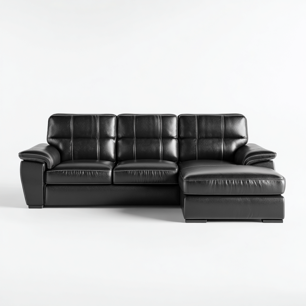 Divano angolare in similpelle 260x165x85 cm - nero - design moderno con seduta imbottita-Houseure