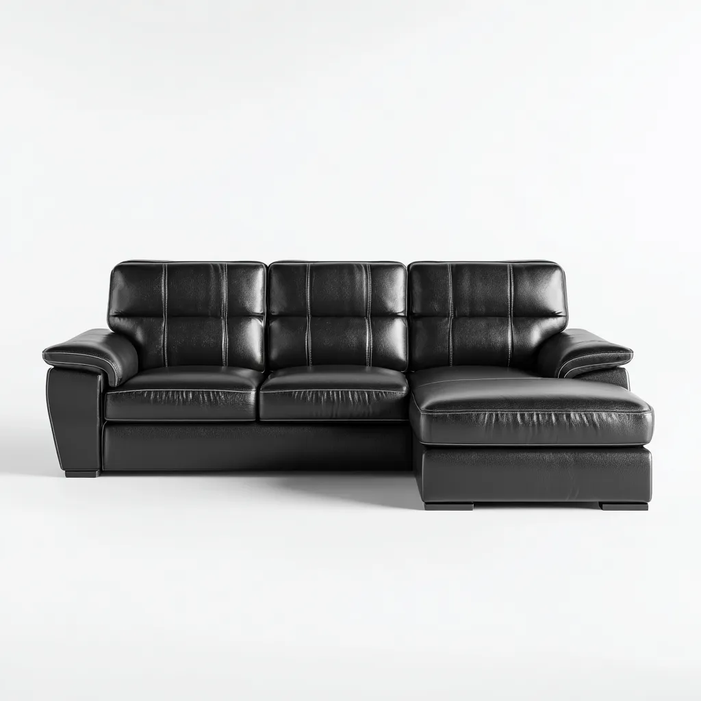 Divano angolare in similpelle 260x165x85 cm - nero - design moderno con seduta imbottita-Houseure