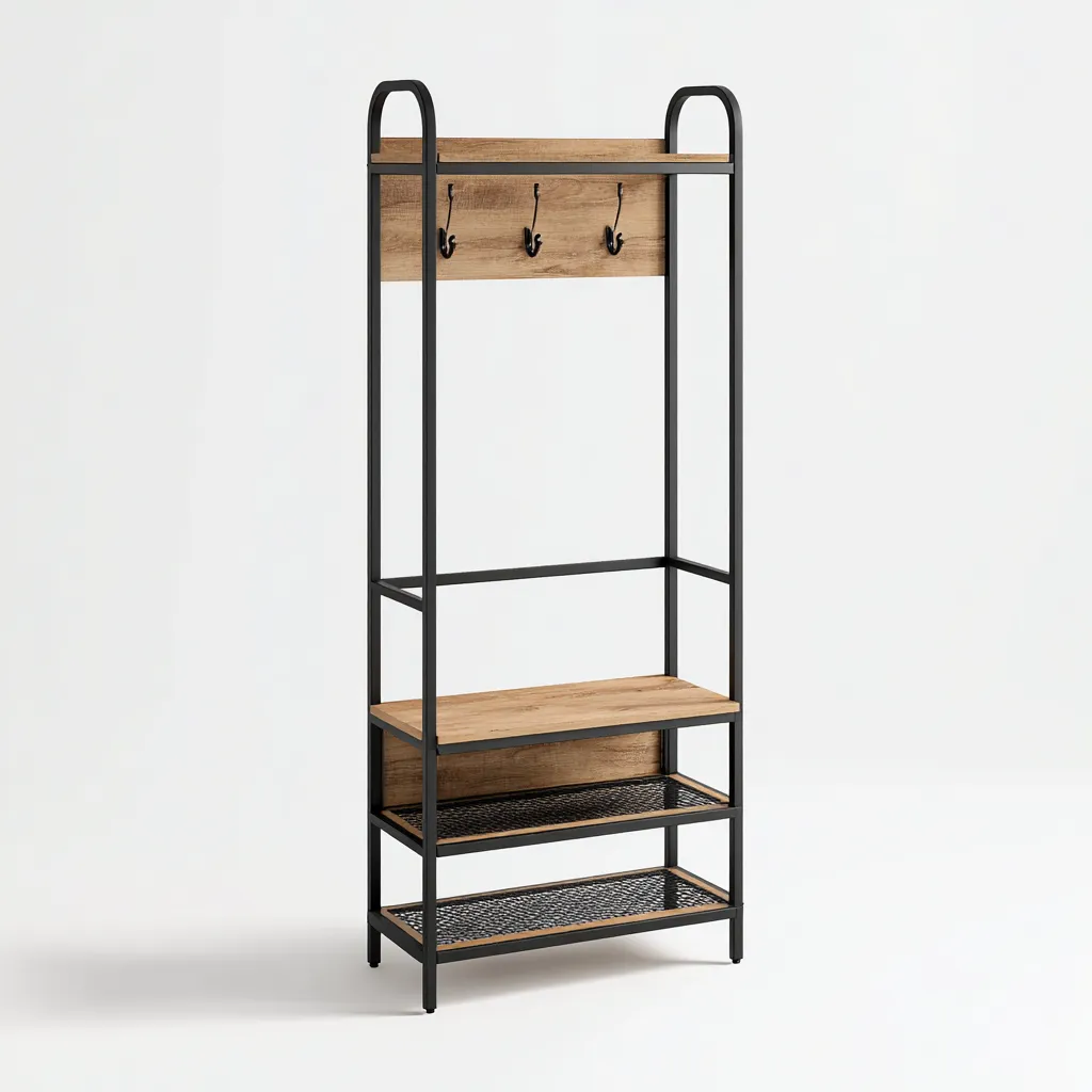 Appendiabiti da ingresso 80x35x180 - Nero - Design moderno-Houseure