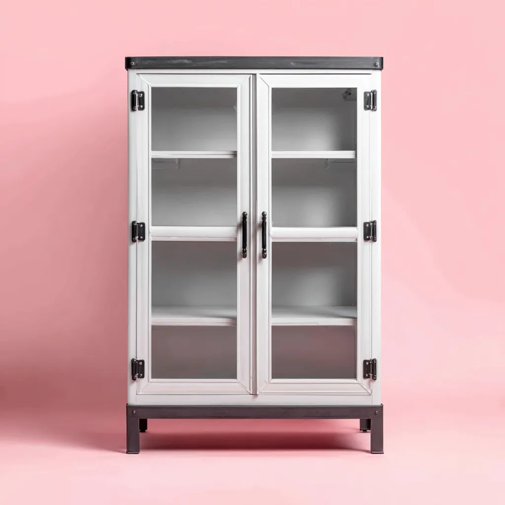 Shoe storage con due porte in vetro 90x40x120 cm - Bianco-Nero - Design moderno-Houseure