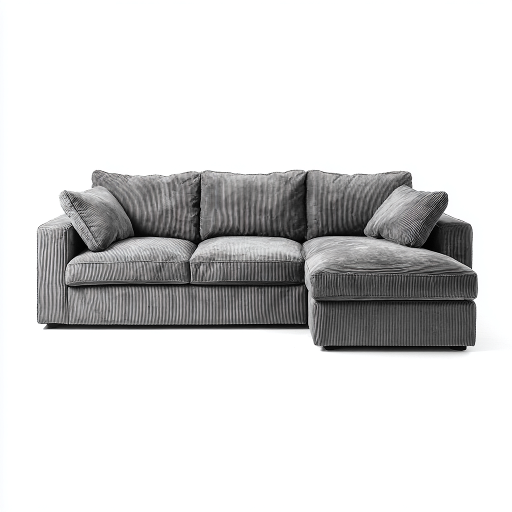 Divano angolare in velluto a coste 250x165x85 cm - grigio - design moderno e confortevole-Houseure