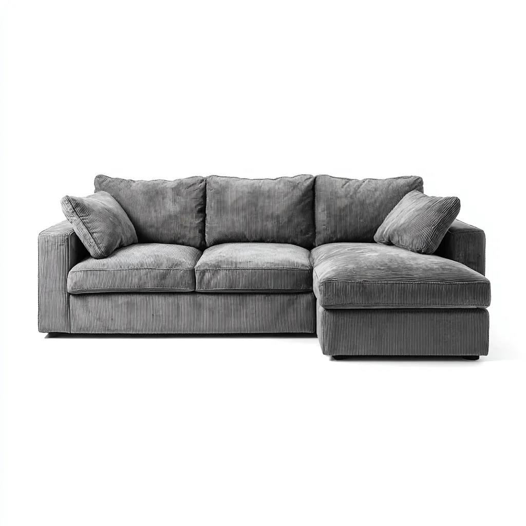 Divano angolare in velluto a coste 250x165x85 cm - grigio - design moderno e confortevole-Houseure