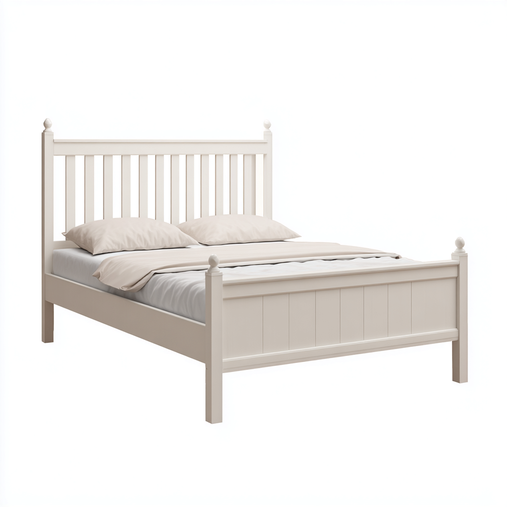 Letto matrimoniale 160x200x120 cm in legno bianco con testiera a doghe - stile tradizionale - funzionale-Houseure