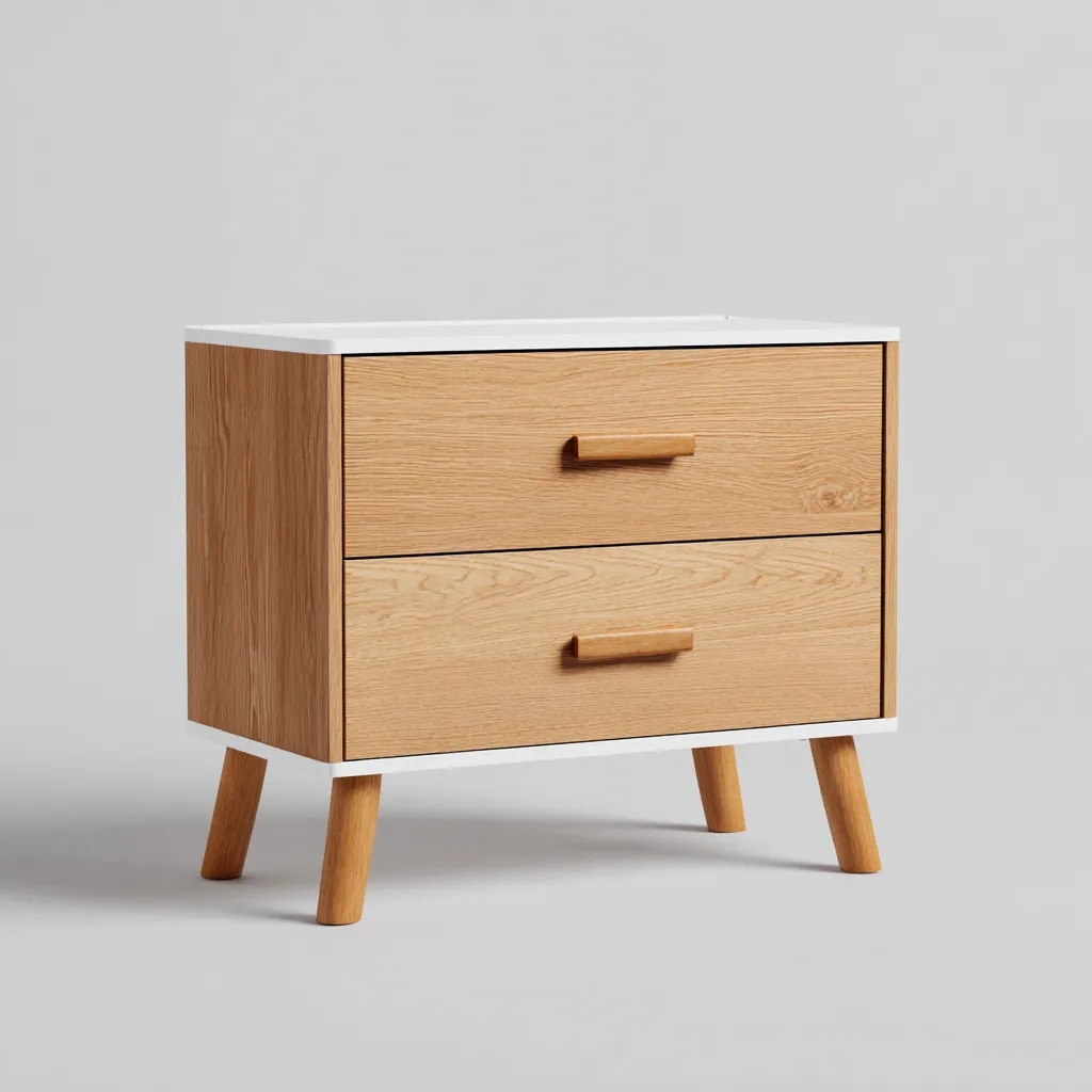 Shoe cabinet con due cassetti 60x30x60 cm - Bianco-Legno chiaro - Design moderno-Houseure