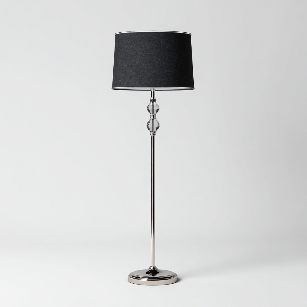 Lampada da terra Metallo 120x40x180 cm - Nero-Argento - Design Elegante-Houseure