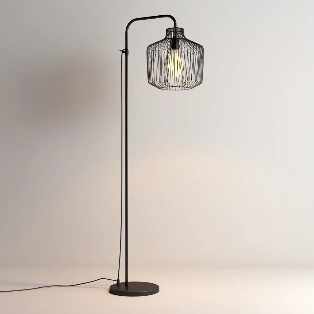 Lampada da terra Metallo 120x40x180 cm - Nero-Grigio - Design Industriale-Houseure