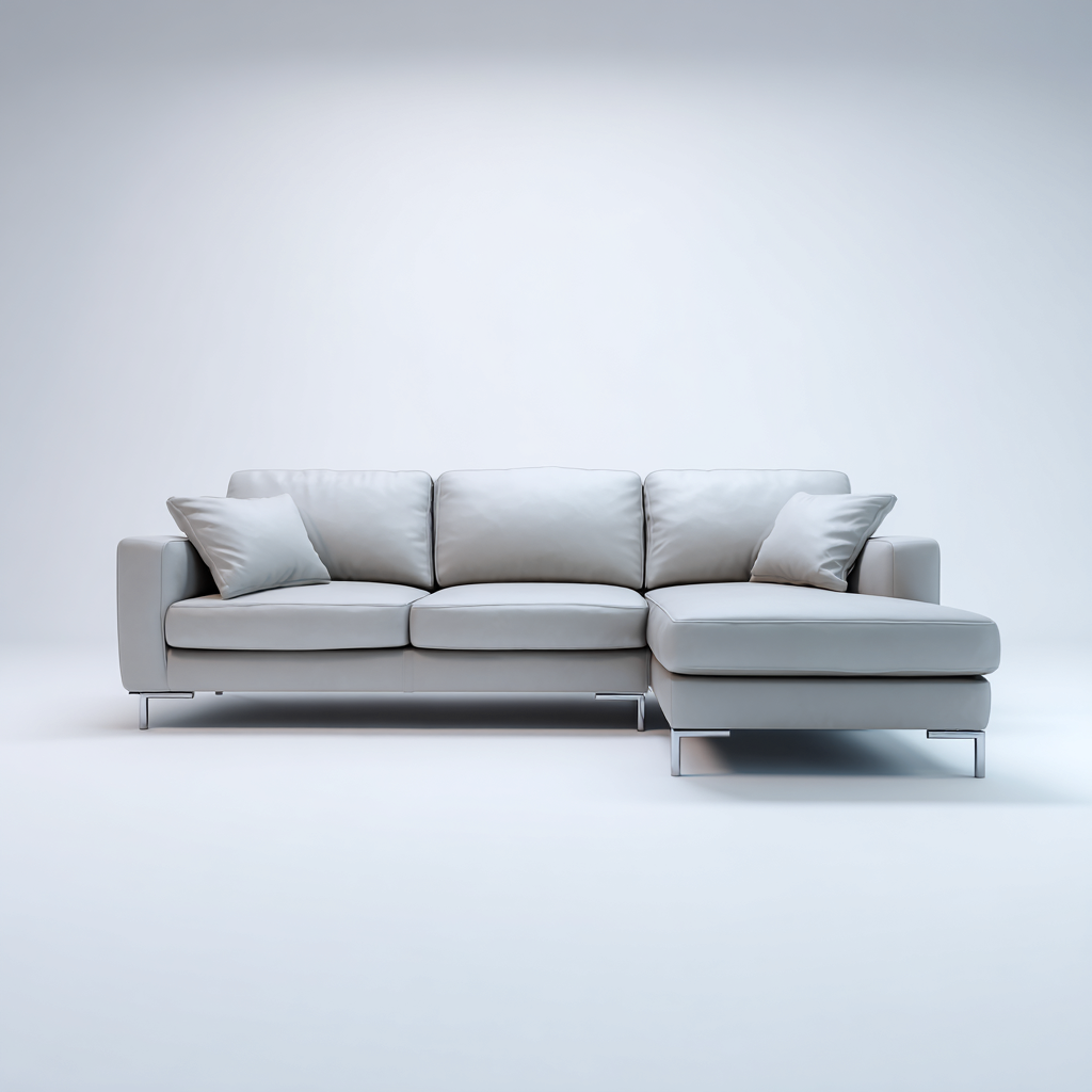 Divano angolare in pelle 275x180x85 cm - grigio chiaro - design moderno ed elegante-Houseure