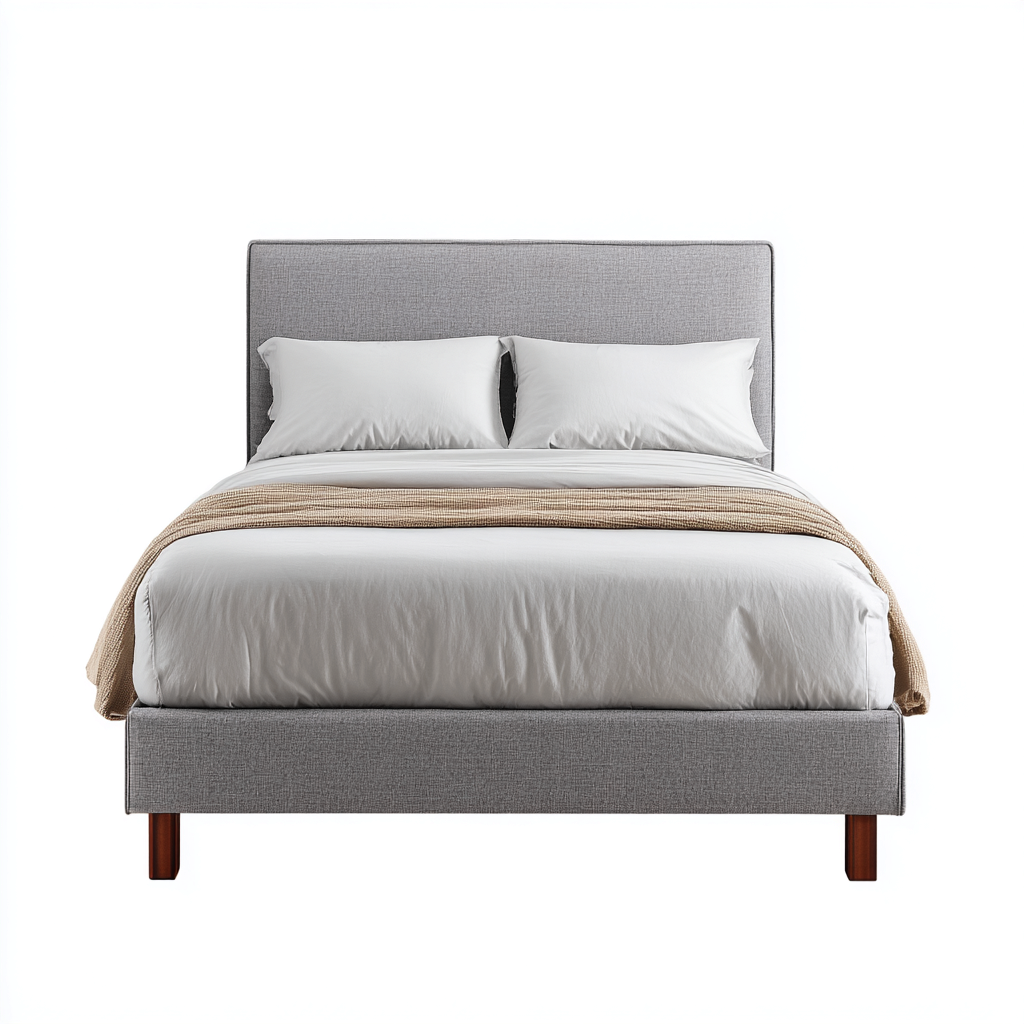 Letto matrimoniale in tessuto grigio con gambe in legno 200x160x110 cm - grigio - stile moderno-Houseure
