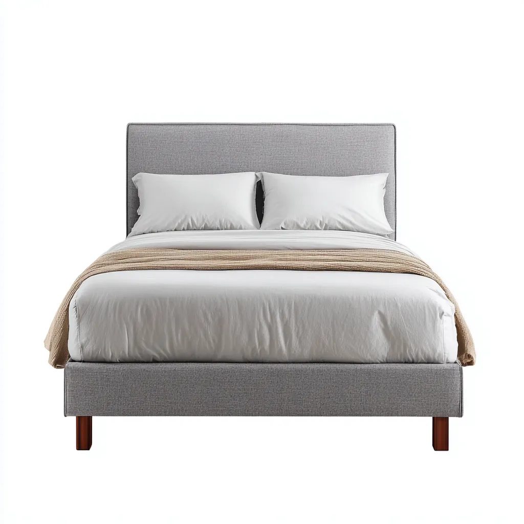 Letto matrimoniale in tessuto grigio con gambe in legno 200x160x110 cm - grigio - stile moderno-Houseure