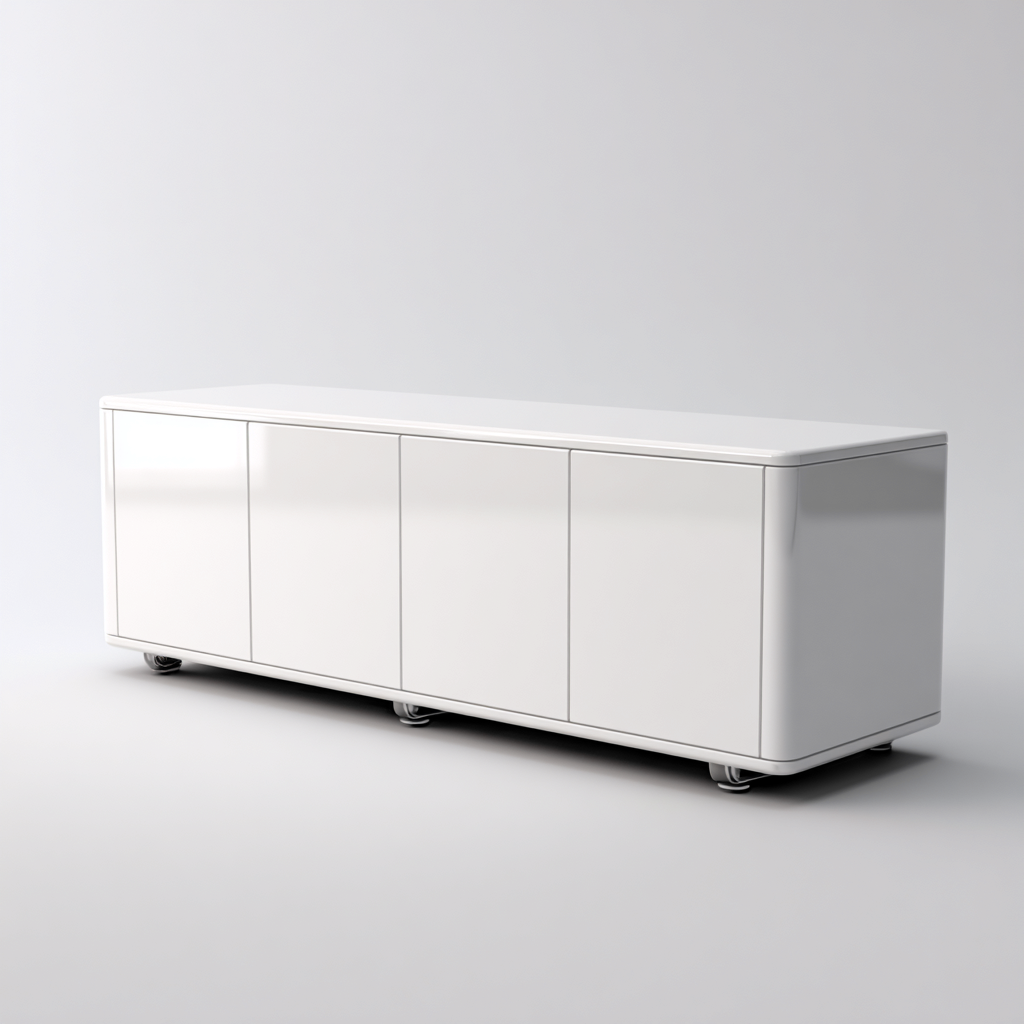 Mobile TV laccato lucido 180x45x50 cm - bianco - design moderno-Houseure