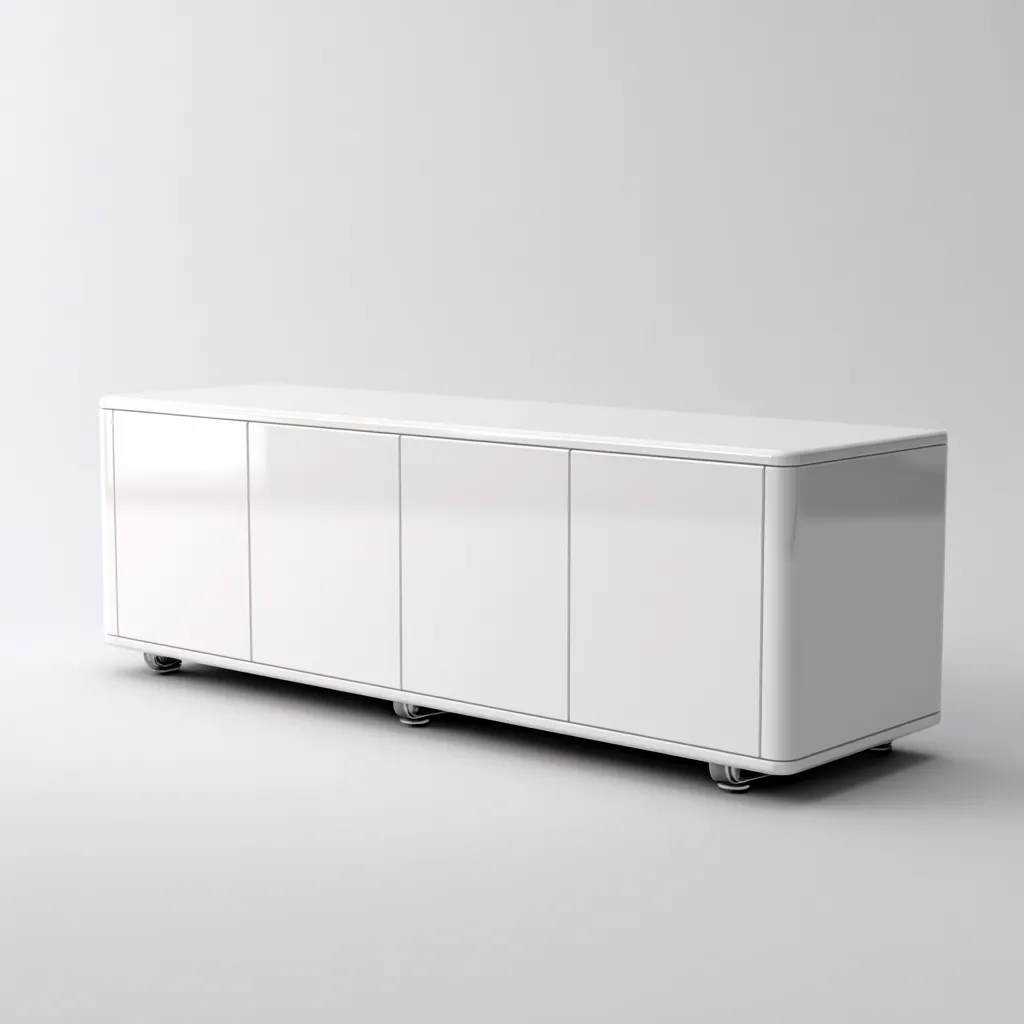 Mobile TV laccato lucido 180x45x50 cm - bianco - design moderno-Houseure
