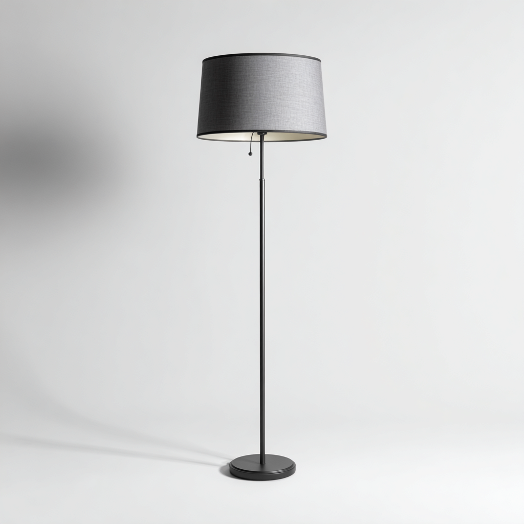 Lampada da terra nera con paralume grigio 35x35x160 cm - nero-grigio - design moderno-Houseure