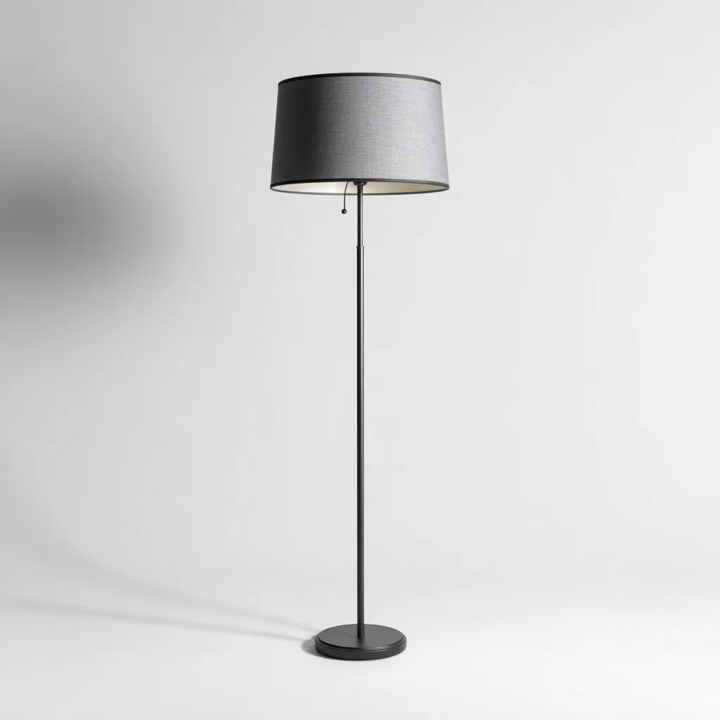 Lampada da terra nera con paralume grigio 35x35x160 cm - nero-grigio - design moderno-Houseure