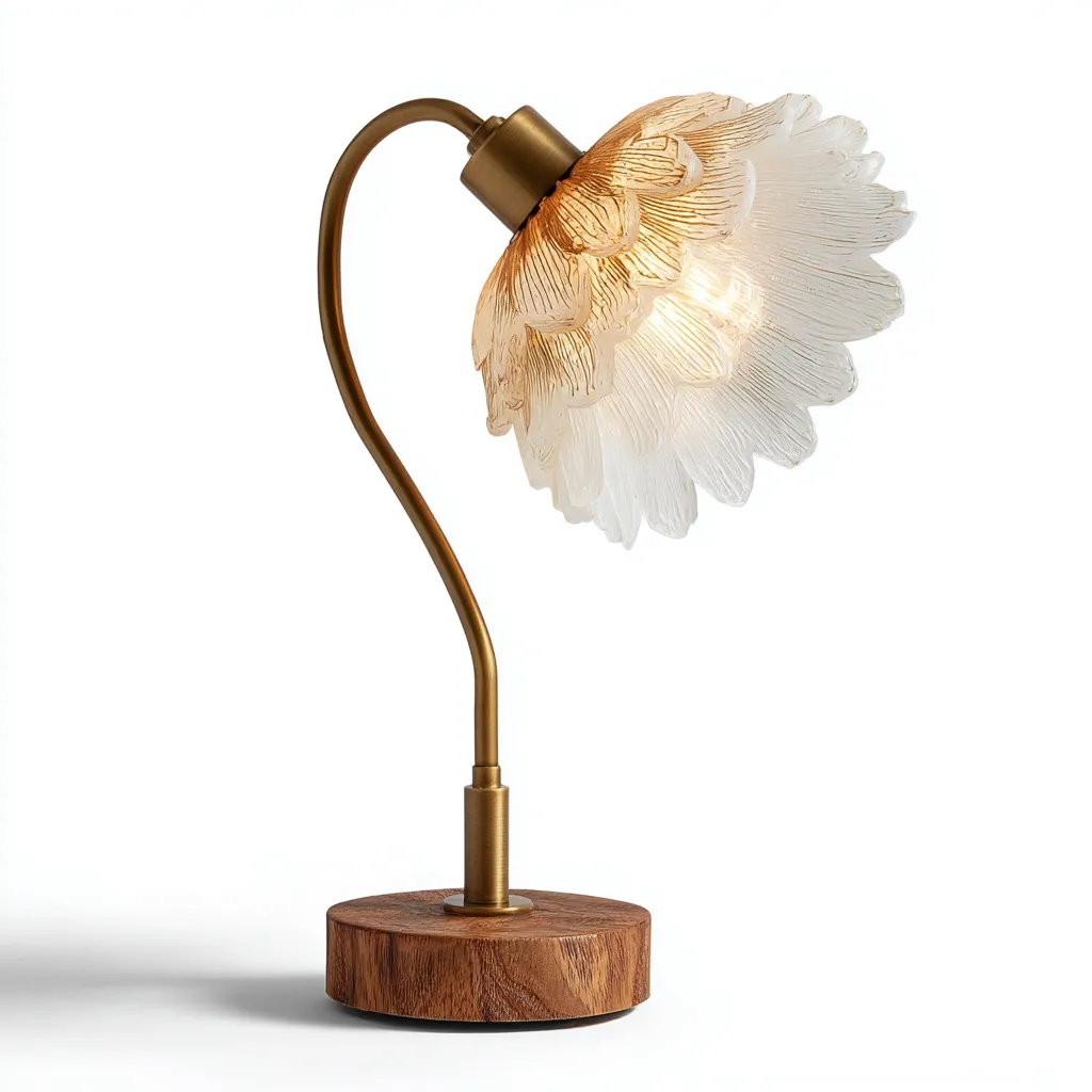 Lampada da Tavolo Rustica con Finitura Ottone Antico e Base in Legno 20x20x45 cm - Stile Vintage-Houseure