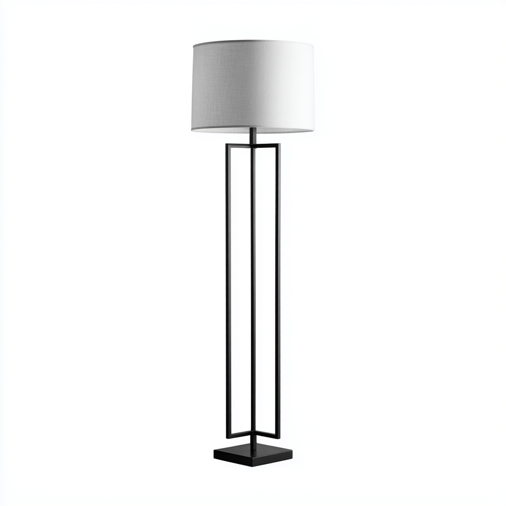 Lampada da terra struttura in metallo 160x30x30 cm - Nero-Bianco - Design moderno-Houseure