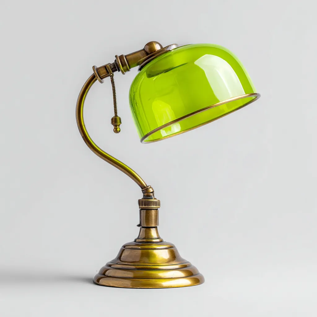 Lampada da Scrivania Vintage in Ottone con Paralume in Vetro Verde Lime 20x20x40 cm - Oro - Design Elegante-Houseure