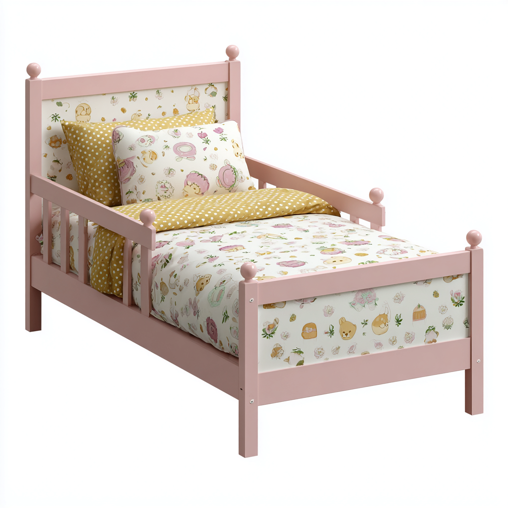 Letto per bambini in legno rosa 190x90x85 cm - rosa - design giocattoli e fiori-Houseure