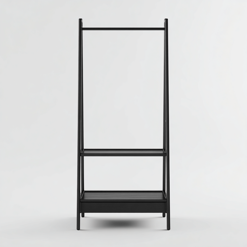 Appendiabiti in metallo nero con ripiano 60x35x180 - Nero - Design moderno-Houseure