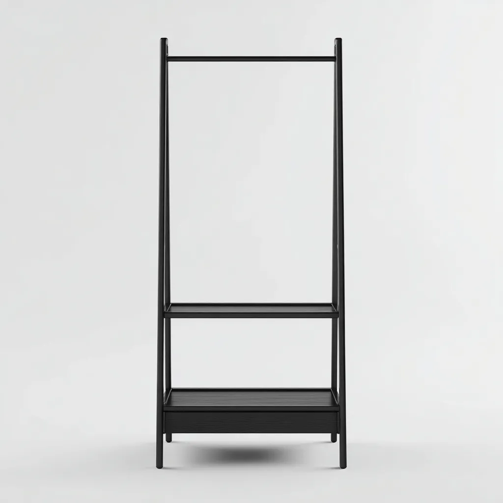 Appendiabiti in metallo nero con ripiano 60x35x180 - Nero - Design moderno-Houseure