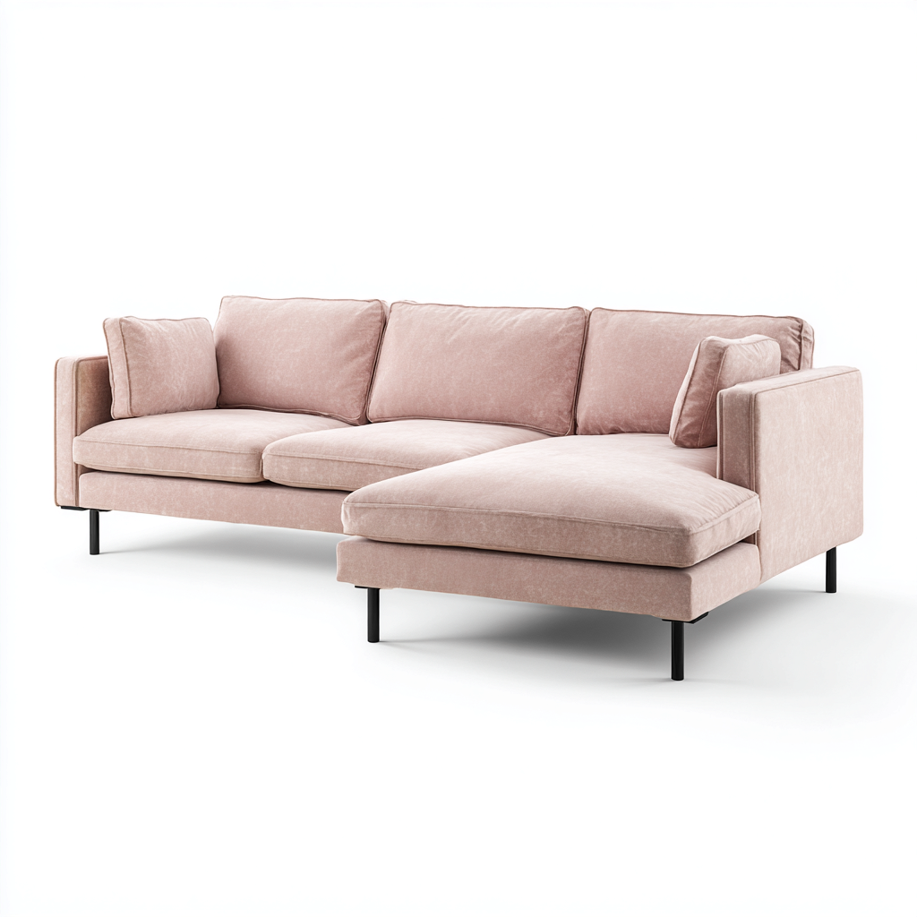 Divano angolare Velluto 280x175x80 cm - Rosa chiaro - Design moderno scandinavo-Houseure