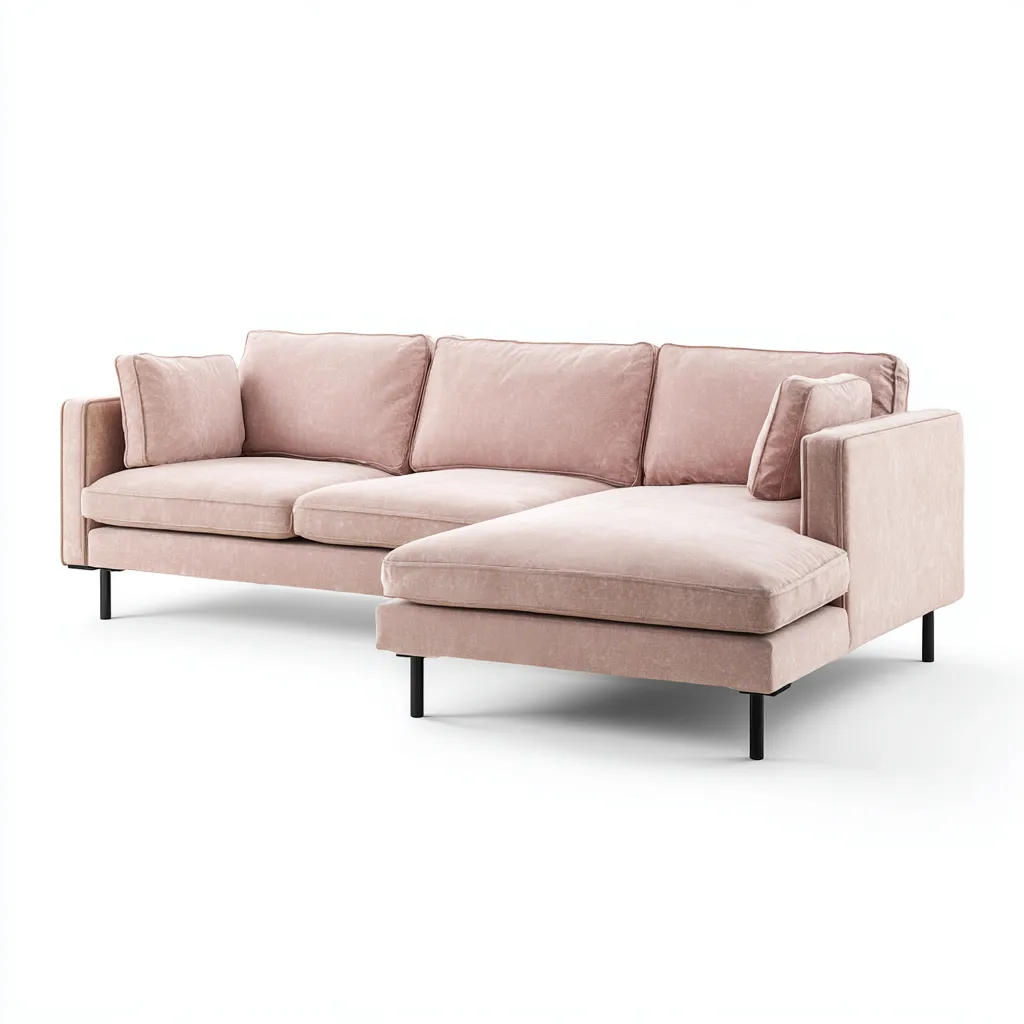 Divano angolare Velluto 280x175x80 cm - Rosa chiaro - Design moderno scandinavo-Houseure