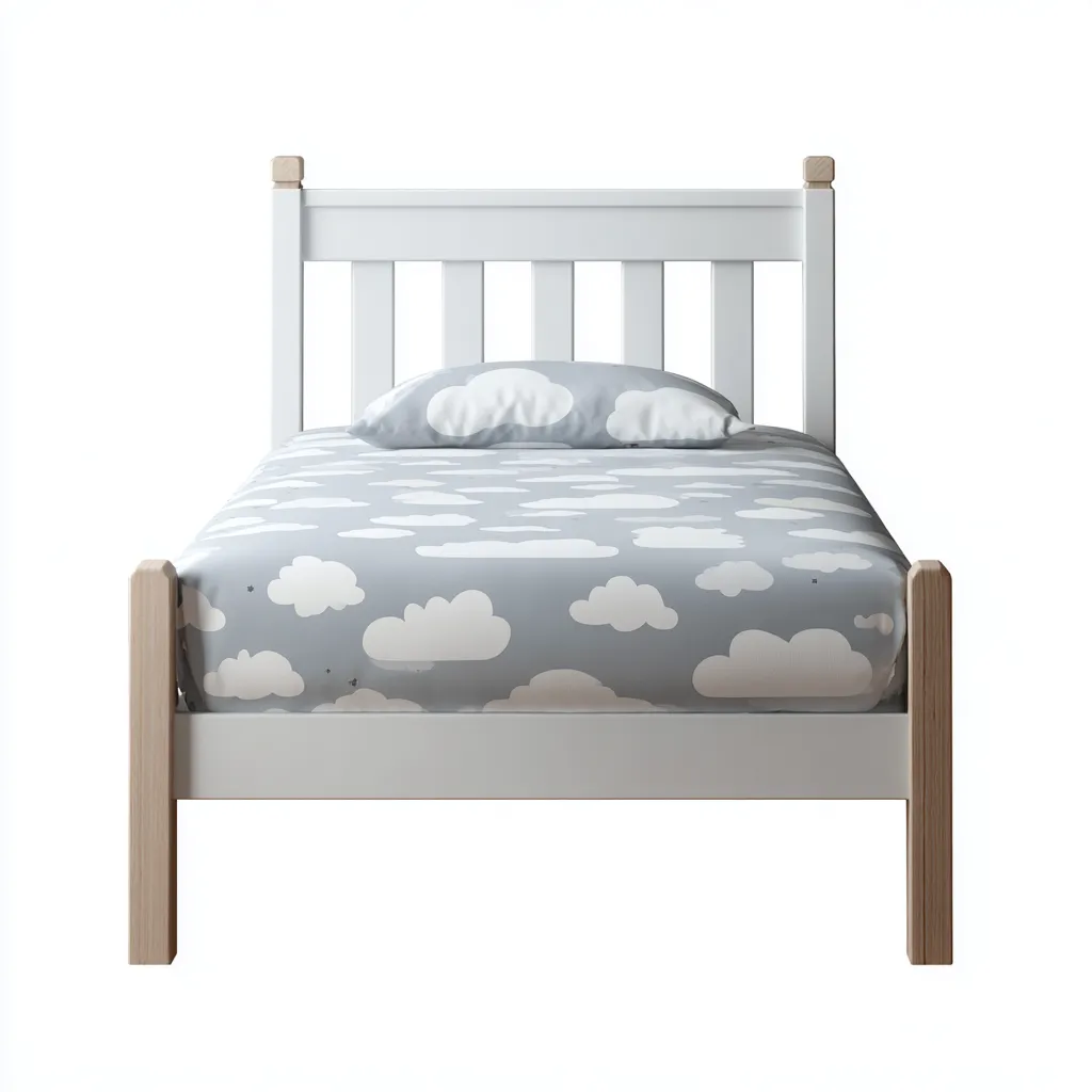Letto per bambini in legno 190x90x95 cm - bianco-naturale - stile nordico semplice-Houseure