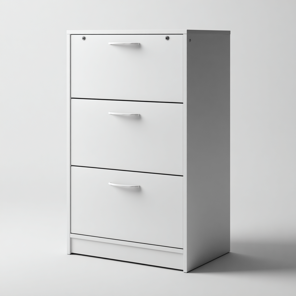 Mobile alto bianco con tre cassetti 60x40x120 cm - Bianco - Moderno-Houseure